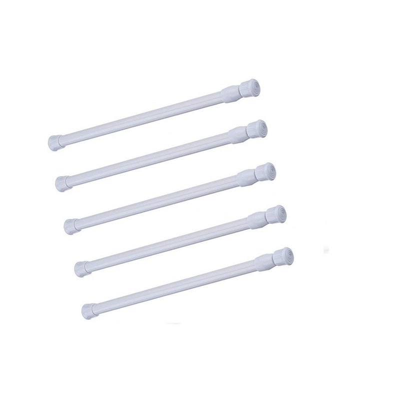 qinnsou Spring Curtain Tension Rods, 5 Pack Cupboard Bars Tensions Rods 15.7 to 28 Inches Adjustable Extension Rod for Bathroom Window Closet refrigerator bar DIY Projects - Image 1